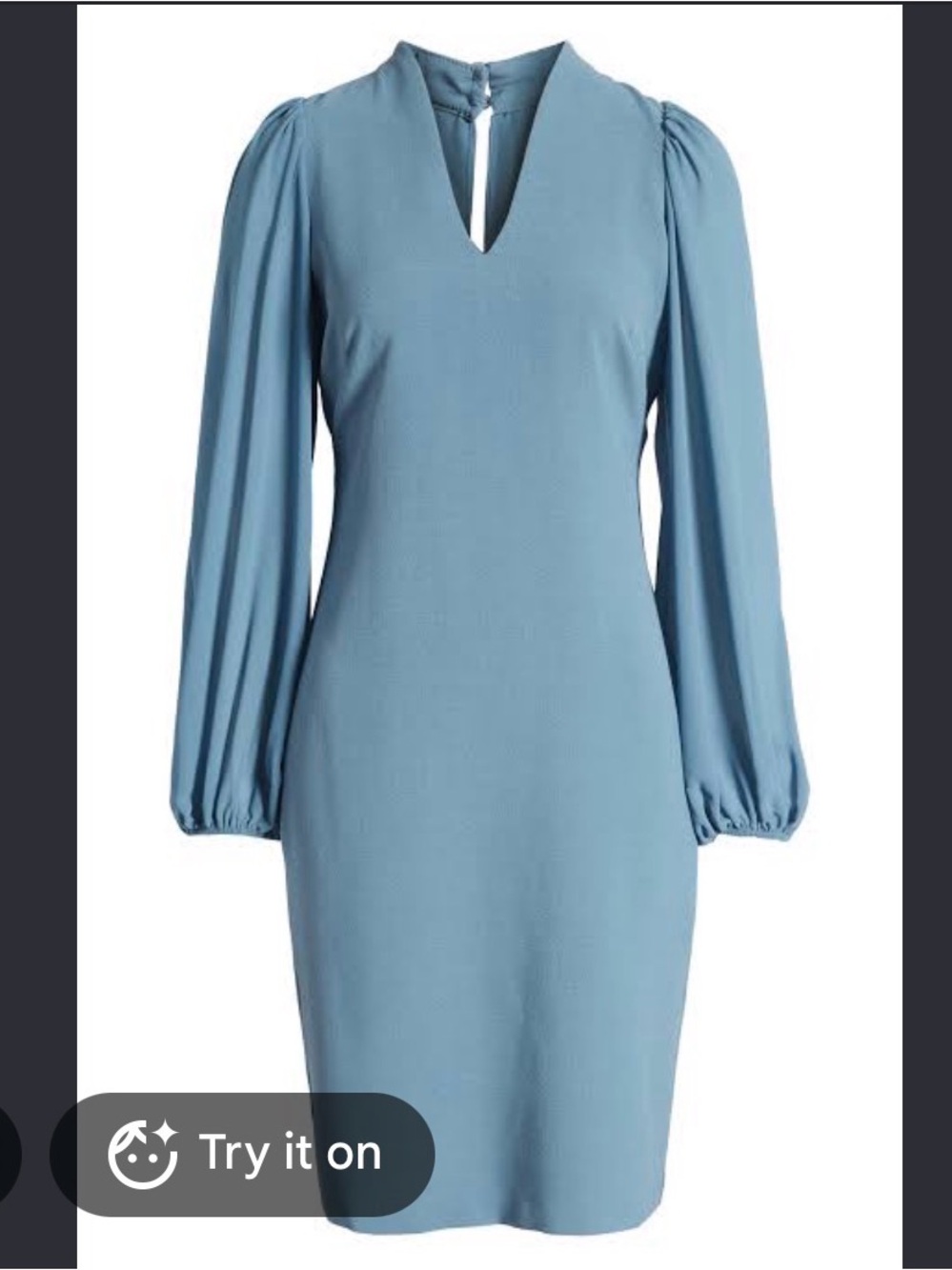 Vince Camuto Chiffon Long Sleeve Crepe Dress in DUSTY BLUE